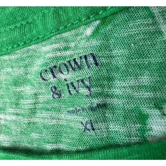 Crown & Ivy Floral Ruffle Short Sleeves Green Yellow Bundle Size XL - Picture 4 of 8